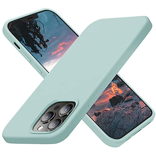 Cordking Designed for iPhone 13 Pro Max Case, Silicone Ultra Slim Shockproof Protective Phone Case with [Soft Anti-Scratch Microfiber Lining], 6.7 inch, Mint Green