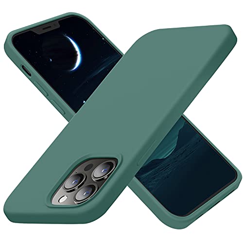 Cordking Designed for iPhone 13 Pro Max Case, Silicone Ultra Slim Shockproof Protective Phone Case with [Soft Anti-Scratch Microfiber Lining], 6.7 inch, Midnight Green