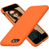 Cordking iPhone SE Case 2022/2020, iPhone 7 8 Case, Silicone Ultra Slim Shockproof Phone Case with [Soft Microfiber Lining], 4.7 inch, Neon Orange