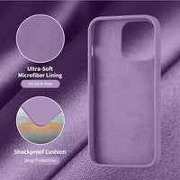 Cordking Designed for iPhone 13 Pro Case, Premium Liquid Silicone Ultra Slim Shockproof Protective Phone Case with [Soft Anti-Scratch Microfiber Lining], 6.1 inch, Light Purple