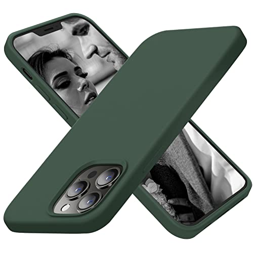 Cordking Designed for iPhone 13 Pro Case, Silicone Ultra Slim Shockproof Protective Phone Case with [Soft Anti-Scratch Microfiber Lining], 6.1 inch, Alpine Green