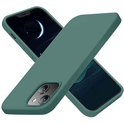 Cordking for iPhone 13 Case, iPhone 14 Case, Silicone Ultra Slim Shockproof Protective Phone Case with [Soft Anti-Scratch Microfiber Lining], 6.1 inch, Midnight Green
