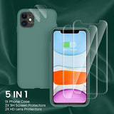 Cordking iPhone 11 Case, with 2 Pack Screen Protector + 2 Pack Camera Lens Protector, Shockproof Silicone Slim Phone Case with [Anti-Scratch Microfiber Lining], 6.1 inch, Midnight Green