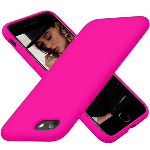 Cordking iPhone SE Case 2022/2020, iPhone Case, Silicone Ultra Slim  Shockproof Phone Case with [Soft Microfiber Lining], inch, Hot Pink