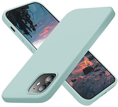 Cordking Designed for iPhone 12 Case, Designed for iPhone 12 Pro Case, Silicone Shockproof Phone Case with [Soft Anti-Scratch Microfiber Lining] 6.1 inch, Mint Green