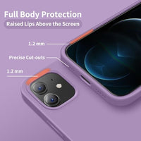 Cordking Designed for iPhone 12 Case, Designed for iPhone 12 Pro Case, Silicone Shockproof Phone Case with [Soft Anti-Scratch Microfiber Lining] 6.1 inch,Light Purple