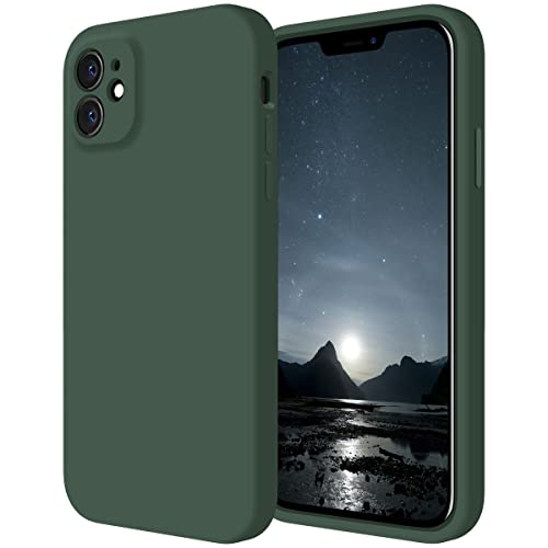 Cordking iPhone 11 Case, Silicone [Square Edges] & [Camera Protecion] Upgraded Phone Case with Soft Anti-Scratch Microfiber Lining, 6.1 inch, Alpine Green