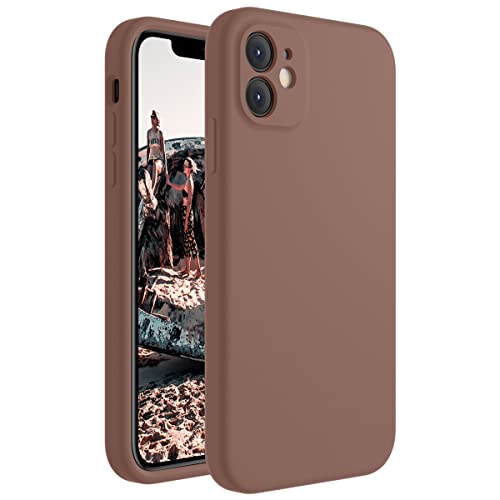 Cordking iPhone 11 Case, Silicone [Square Edges] & [Camera Protecion] Upgraded Phone Case with Soft Anti-Scratch Microfiber Lining, 6.1 inch, Light Brown