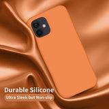 Cordking Designed for iPhone 12 Case, Designed for iPhone 12 Pro Case, Silicone Shockproof Phone Case with [Soft Anti-Scratch Microfiber Lining] 6.1 inch,Kumquat