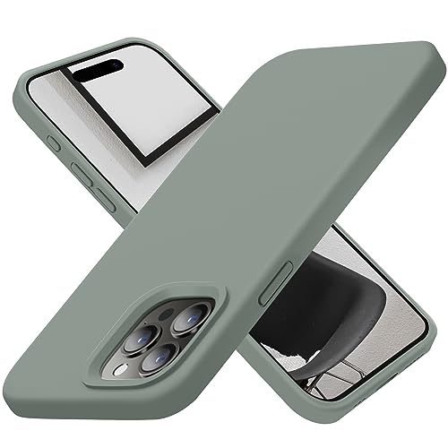 Cordking Designed for iPhone 15 Pro Max Case, Silicone Ultra Slim Shockproof iPhone 15 ProMax Case with [Soft Anti-Scratch Microfiber Lining], 6.7 inch, Calke Green
