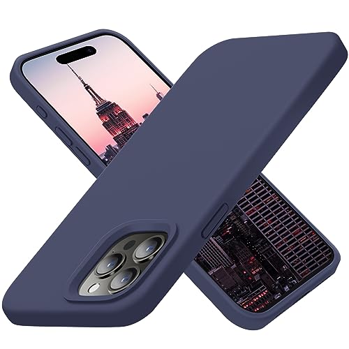 Cordking Designed for iPhone 15 Pro Case, Silicone Ultra Slim Shockproof Protective Phone Case with [Soft Anti-Scratch Microfiber Lining], 6.1 inch, Navy Blue