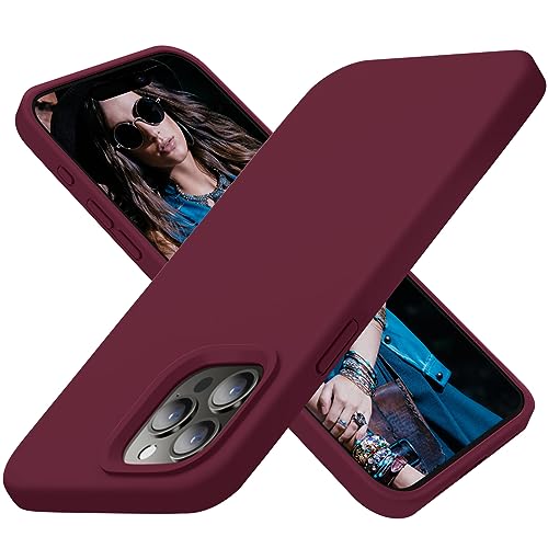 Cordking Designed for iPhone 15 Pro Case, Silicone Ultra Slim Shockproof Protective Phone Case with [Soft Anti-Scratch Microfiber Lining], 6.1 inch, Plum