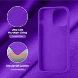 Cordking Designed for iPhone 13 Pro Max Case, Silicone Ultra Slim Shockproof Protective Phone Case with [Soft Anti-Scratch Microfiber Lining], 6.7 inch, Neon Purple