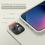 Cordking for iPhone 13 Case, iPhone 14 Case, Silicone Ultra Slim Shockproof Protective Phone Case with [Soft Anti-Scratch Microfiber Lining], 6.1 inch, Stone