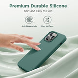 Cordking for iPhone 14 Pro Case, Silicone Ultra Slim Shockproof Protective Phone Case with [Soft Anti-Scratch Microfiber Lining], 6.1 inch, Midnight Green