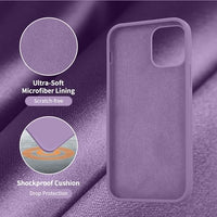 Cordking Designed for iPhone 12 Case, Designed for iPhone 12 Pro Case, Silicone Shockproof Phone Case with [Soft Anti-Scratch Microfiber Lining] 6.1 inch,Light Purple