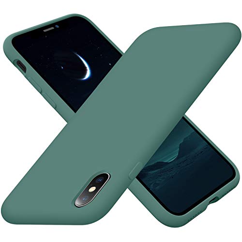 Cordking iPhone Xs Max Case, Silicone Ultra Slim Shockproof Protective Phone Case with [Soft Anti-Scratch Microfiber Lining], 6.5 inch, Midnight Green
