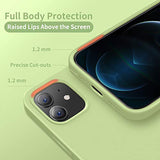 Cordking Designed for iPhone 12 Case, Designed for iPhone 12 Pro Case, Silicone Shockproof Phone Case with [Soft Anti-Scratch Microfiber Lining] 6.1 inch, Tea Green