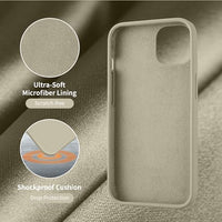 Cordking for iPhone 13 Case, iPhone 14 Case, Silicone Ultra Slim Shockproof Protective Phone Case with [Soft Anti-Scratch Microfiber Lining], 6.1 inch, Khaki