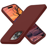 Cordking Designed for iPhone 15 Pro Case, Silicone Ultra Slim Shockproof Protective Phone Case with [Soft Anti-Scratch Microfiber Lining], 6.1 inch, Dark Sienna