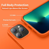 Cordking Designed for iPhone 13 Pro Max Case, Silicone Ultra Slim Shockproof Protective Phone Case with [Soft Anti-Scratch Microfiber Lining], 6.7 inch, Neon Orange