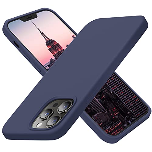 Cordking Designed for iPhone 13 Pro Max Case, Silicone Ultra Slim Shockproof Protective Phone Case with [Soft Anti-Scratch Microfiber Lining], 6.7 inch, Navy Blue