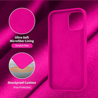 Cordking Designed for iPhone 12 Case, Designed for iPhone 12 Pro Case, Silicone Shockproof Phone Case with [Soft Anti-Scratch Microfiber Lining] 6.1 inch, Hot Pink