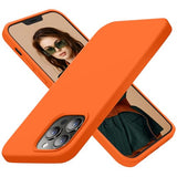 Cordking Designed for iPhone 13 Pro Max Case, Silicone Ultra Slim Shockproof Protective Phone Case with [Soft Anti-Scratch Microfiber Lining], 6.7 inch, Neon Orange