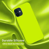 Cordking Designed for iPhone 12 Case, Designed for iPhone 12 Pro Case, Silicone Shockproof Phone Case with [Soft Anti-Scratch Microfiber Lining] 6.1 inch,Fluorescent Green