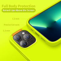 Cordking Designed for iPhone 13 Pro Case, Silicone Ultra Slim Shockproof Protective Phone Case with [Soft Anti-Scratch Microfiber Lining], 6.1 inch, Fluorescent Green