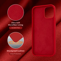 Cordking Designed for iPhone 12 Pro Cases, Designed for iPhone 12 Cases, Shockproof Silicone Phone Case with [Soft Anti-Scratch Microfiber Lining] 6.1 inch, Red