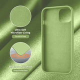 Cordking Designed for iPhone 13 Case, Silicone Ultra Slim Shockproof Protective Phone Case with [Soft Anti-Scratch Microfiber Lining], 6.1 inch, Tea Green