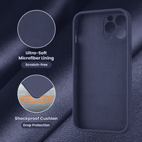 Cordking Designed for iPhone 13 Pro Case, Silicone Full Cover [Enhanced Camera Protection] Shockproof Protective Phone Case with [Soft Anti-Scratch Microfiber Lining], 6.1 inch, Navy Blue