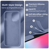 Cordking Designed for iPhone 14 Pro Case, Silicone Phone Case with [2 Screen Protectors] + [2 Camera Lens Protectors] and Soft Anti-Scratch Microfiber Lining Inside, 6.1 inch, Lavender Gray