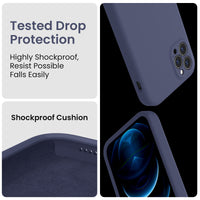 Cordking iPhone 11 Pro Max Case, Silicone [Square Edges] & [Camera Protecion] Upgraded Phone Case with Soft Anti-Scratch Microfiber Lining, 6.5 inch, Navy Blue