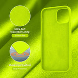Cordking Designed for iPhone 12 Case, Designed for iPhone 12 Pro Case, Silicone Slim Shockproof Phone Case Cover with [Soft Anti-Scratch Microfiber Lining] 6.1 inch,Fluorescent Green
