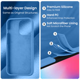Cordking Designed for iPhone 14 Pro Max Case, Silicone Phone Case with [2 Screen Protectors] + [2 Camera Lens Protectors] and Soft Anti-Scratch Microfiber Lining Inside, 6.7 inch, Blue