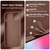 Cordking Designed for iPhone 14 Plus Case, Silicone Phone Case with [2 Screen Protectors] + [2 Camera Lens Protectors] and Soft Anti-Scratch Microfiber Lining Inside, 6.7 inch, Light Brown