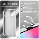 Cordking Designed for iPhone 14 Plus Case, Silicone Phone Case with [2 Screen Protectors] + [2 Camera Lens Protectors] and Soft Anti-Scratch Microfiber Lining Inside, 6.7 inch, White