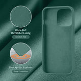 Cordking Designed for iPhone 13 Pro Max Case, Silicone Ultra Slim Shockproof Protective Phone Case with [Soft Anti-Scratch Microfiber Lining], 6.7 inch, Midnight Green