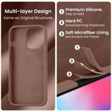 Cordking Designed for iPhone 14 Pro Case, Silicone Phone Case with [2 Screen Protectors] + [2 Camera Lens Protectors] and Soft Anti-Scratch Microfiber Lining Inside, 6.1 inch, Light Brown