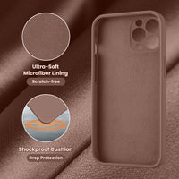 Cordking Designed for iPhone 13 Pro Max Case, Silicone Full Cover [Enhanced Camera Protection] Shockproof Protective Phone Case with [Soft Anti-Scratch Microfiber Lining], 6.7 inch, Light Brown