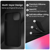 Cordking Designed for iPhone 14 Case, Silicone Phone Case with [2 Screen Protectors] + [2 Camera Lens Protectors] and Soft Anti-Scratch Microfiber Lining Inside, 6.1 inch, Black