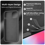 Cordking Designed for iPhone 14 Case, Silicone Phone Case with [2 Screen Protectors] + [2 Camera Lens Protectors] and Soft Anti-Scratch Microfiber Lining Inside, 6.1 inch, Space Gray