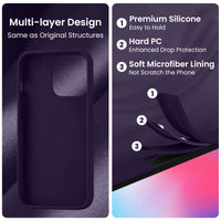 Cordking Designed for iPhone 14 Pro Case, Silicone Phone Case with [2 Screen Protectors] + [2 Camera Lens Protectors] and Soft Anti-Scratch Microfiber Lining Inside, 6.1 inch, Purple