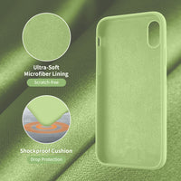 Cordking iPhone Xs MAX Case, Silicone Ultra Slim Shockproof Protective Phone Case with [Soft Anti-Scratch Microfiber Lining], 6.5 inch, Tea Green