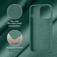 Cordking Designed for iPhone 13 Pro Case, Silicone Ultra Slim Shockproof Protective Phone Case with [Soft Anti-Scratch Microfiber Lining], 6.1 inch, Midnight Green