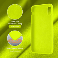 Cordking iPhone Xs Case, iPhone X Case, Silicone Ultra Slim Shockproof Phone Case with [Soft Anti-Scratch Microfiber Lining], 5.8 inch, Fluorescent Green