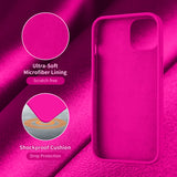 Cordking Designed for iPhone 13 Case for Women, Silicone Ultra Slim Shockproof Protective Phone Case with [Soft Anti-Scratch Microfiber Lining], 6.1 inch, Hot Pink