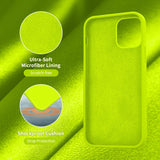 Cordking [5 in 1] Designed for iPhone 12 Case, for iPhone 12 Pro Case, with 2 Screen Protectors + 2 Camera Lens Protectors, Shockproof Silicone Case with Microfiber Lining,Fluorescent Green